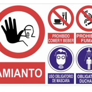 Cartel multiseñal amianto lona 40 x 30cm