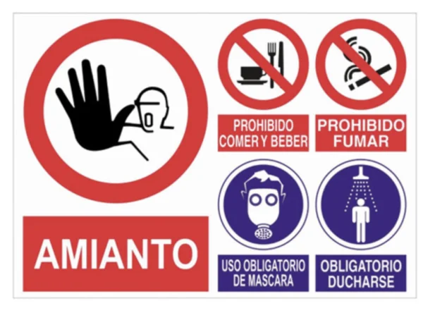Cartel multiseñal amianto lona 100 X 70 CM