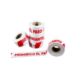 Cinta balizamiento "PROHIBIDO EL PASO - AMIANTO" 10cm x 25m,